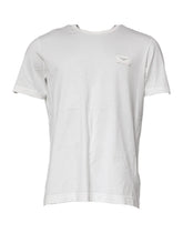 Dolce & Gabbana White Logo Plaque Cotton Crew Neck T-shirt - IT46 | S - T-Shirts