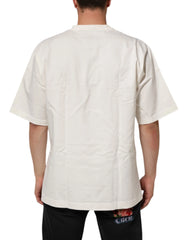 Dolce & Gabbana White Logo Print Cotton Crew Neck Men T-shirt - T-Shirts