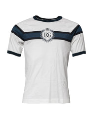 Dolce & Gabbana White Logo Print Cotton Men Crew Neck T-shirt - IT44 | XS - T-Shirts