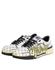 Dolce & Gabbana White Logo Print Low Top Men Sneakers Shoes - EU44/US11 - Sneakers