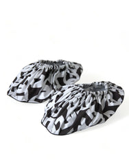 Dolce & Gabbana White Logo Print Nylon Slip On Flats Shoes - EU39/US8.5 - Flats