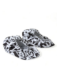 Dolce & Gabbana White Logo Print Nylon Slip On Flats Shoes - EU39/US8.5