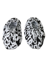 Dolce & Gabbana White Logo Print Nylon Slip On Flats Shoes - EU39/US8.5