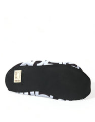 Dolce & Gabbana White Logo Print Nylon Slip On Flats Shoes - EU39/US8.5 - Flats