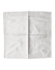 Dolce & Gabbana White Logo Silk Square Handkerchief Scarf