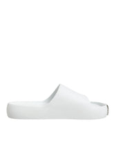 Dolce & Gabbana White Logo Slides Sandals Men Beachwear Shoes - Sandals