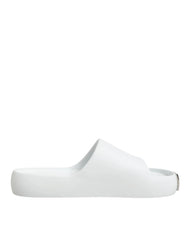 Dolce & Gabbana White Logo Slides Sandals Men Beachwear Shoes - Sandals