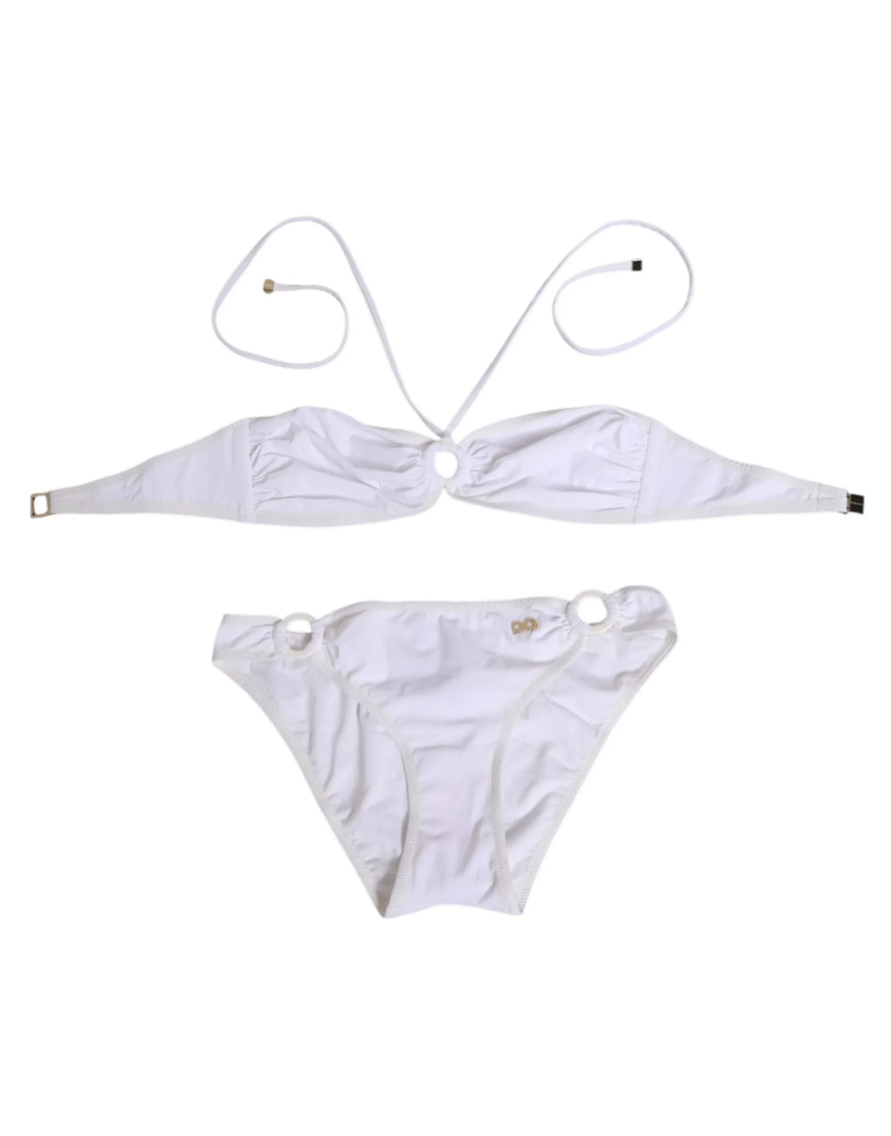 Dolce & Gabbana White Logo Swimsuit 2 Piece Top Bottom Swimwear - IT1 | XS - Classic Bikinis