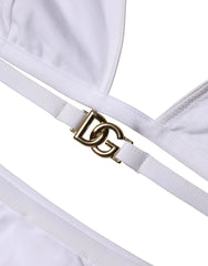 Dolce & Gabbana White Logo Swimsuit 2 Piece Top Bottom Swimwear - IT5 | XL