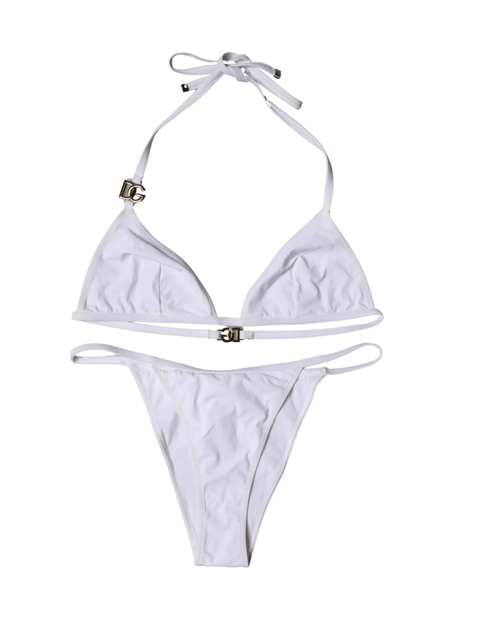 Dolce & Gabbana White Logo Swimsuit 2 Piece Top Bottom Swimwear - IT5 | XL