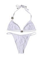 Dolce & Gabbana White Logo Swimsuit 2 Piece Top Bottom Swimwear - IT5 | XL