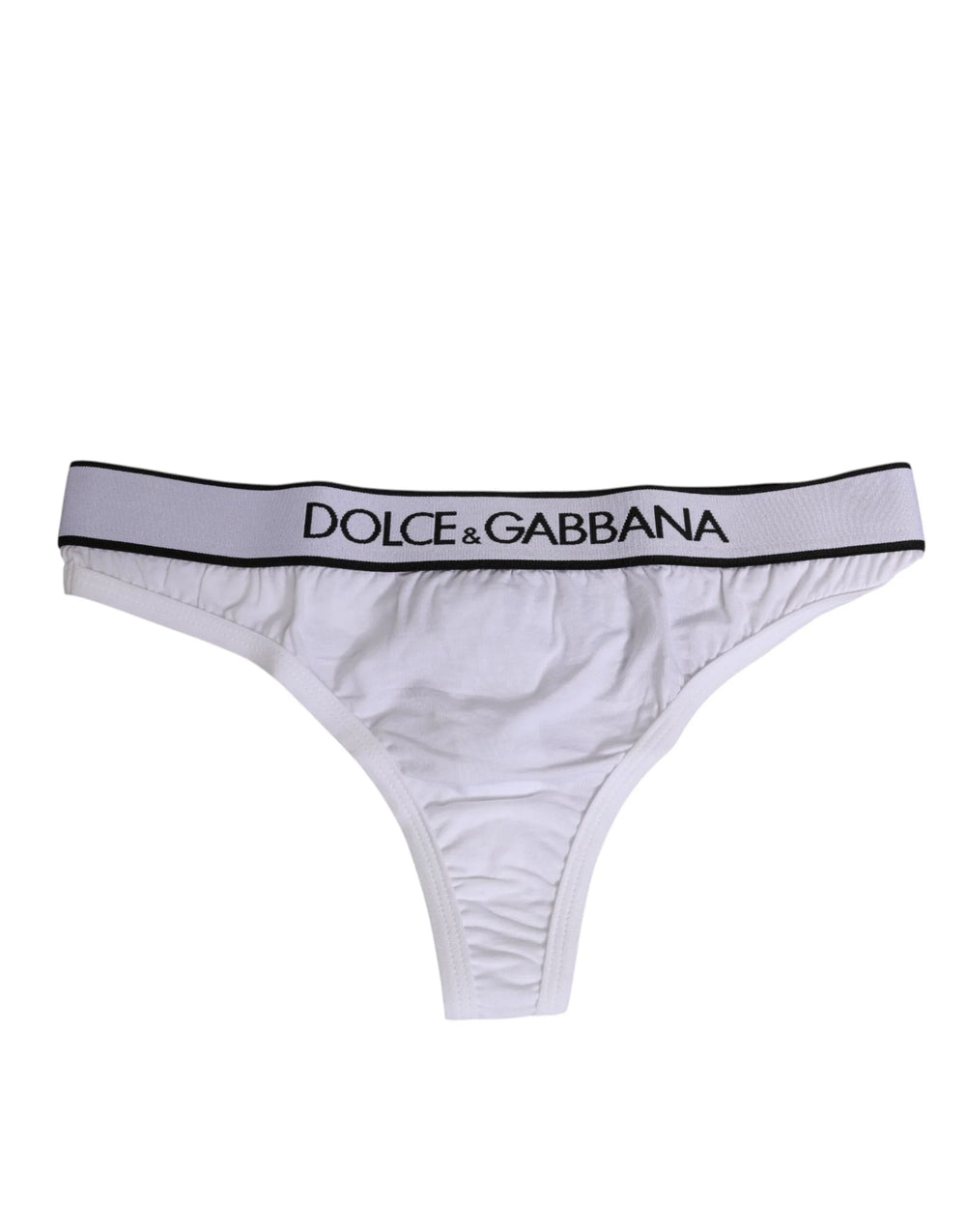 Dolce & Gabbana White Logo Waistband Modal Cotton Thong Underwear - IT2 | S - Thongs