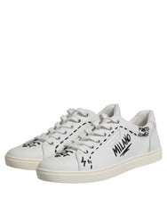 Dolce & Gabbana White London Calf Leather Men Sneakers Shoes - Sneakers