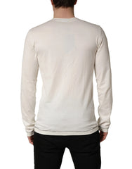 Dolce & Gabbana White Long Sleeves Henley Pullover Sweater - IT52 | XL