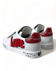 Dolce & Gabbana White Love Patch Portofino Classic Sneakers Shoes - EU36/US5.5
