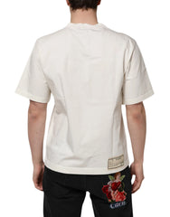 Dolce & Gabbana White Love Peace Cotton Men Crew Neck T-shirt - T-Shirts