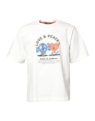 Dolce & Gabbana White LOVE & PEACE Print Crew Neck T-shirt - IT50 | L - T-Shirts