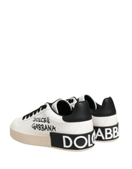 Dolce & Gabbana White Low Top Portofino Leather Sneakers Shoes - EU35/US4.5