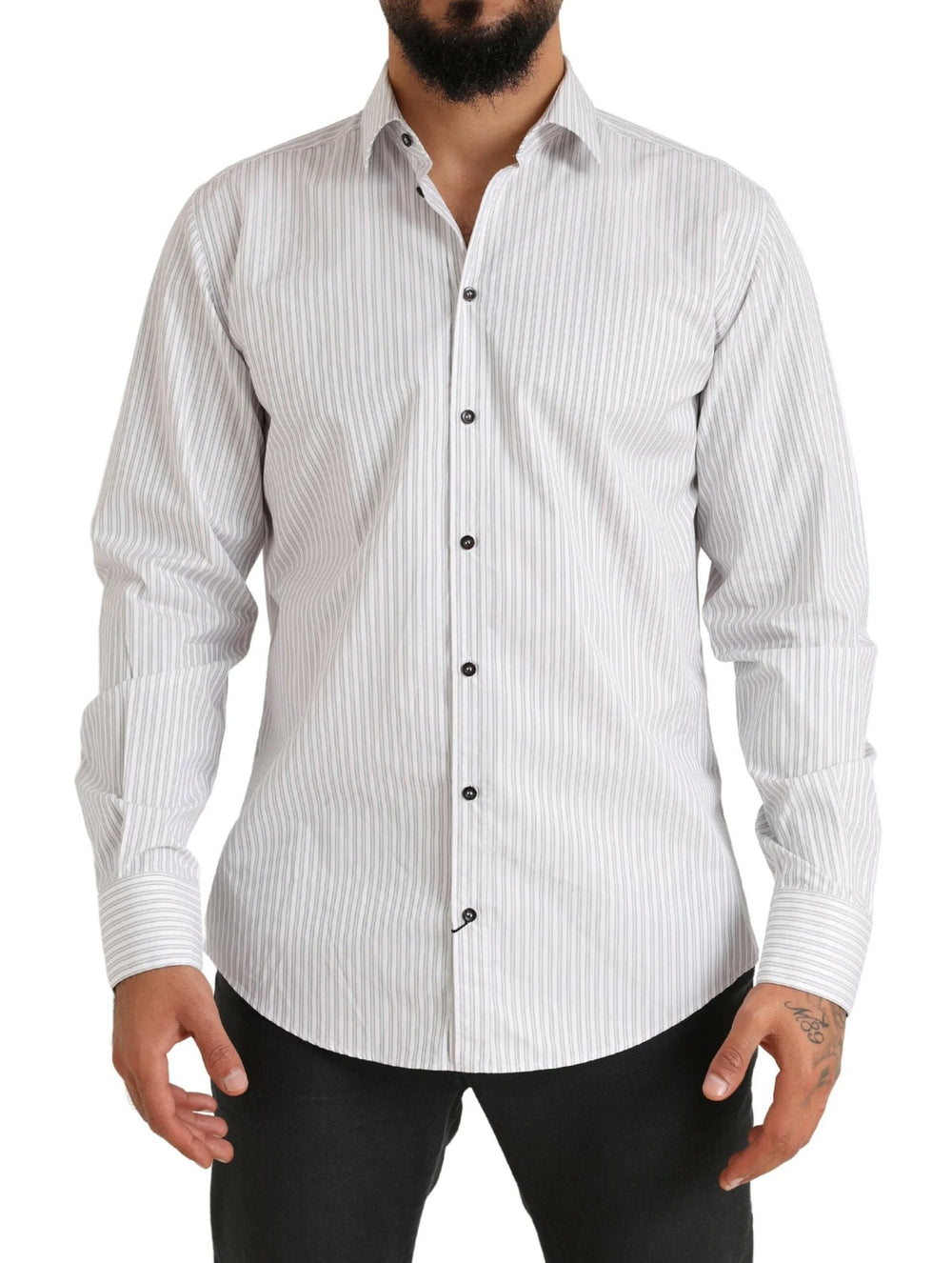 Dolce & Gabbana White MARTINI Cotton Stripe Dress Formal Shirt - IT38 | XS - Shirts