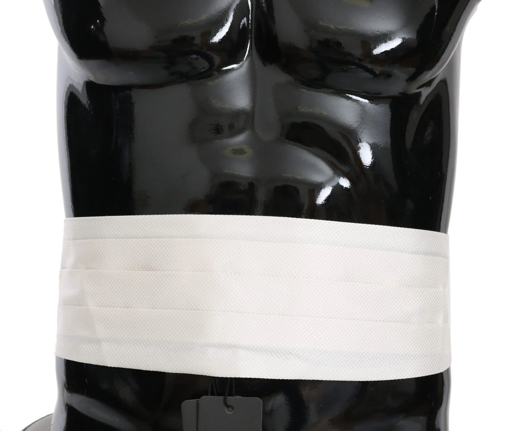 Dolce & Gabbana White Men Waist Belt 100% Silk Cummerbund - Suspenders