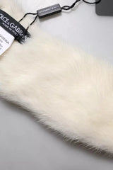 Dolce & Gabbana White Mink Fur Collar Women Neck Wrap Scarf - Scarves & Shawls