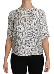 Dolce & Gabbana White Musical Instruments Print Blouse - Blouses