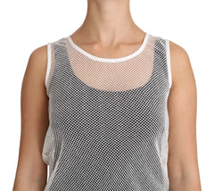 Dolce & Gabbana White Net Transparent Sleeveless Tank Top - Tank Tops