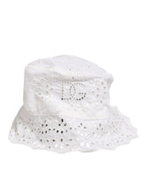 Dolce & Gabbana White Nylon Cut Out Bucket Logo Capello Hat - 57 cm|S - Bucket Hats