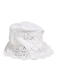 Dolce & Gabbana White Nylon Cut Out Bucket Logo Capello Hat - 57 cm|S - Bucket Hats