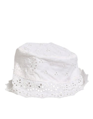 Dolce & Gabbana White Nylon Cut Out Bucket Logo Capello Hat - 57 cm|S - Bucket Hats