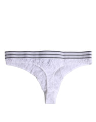 Dolce & Gabbana White Nylon Floral Lace Bottom Panty Underwear - Thongs