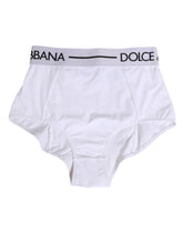 Dolce & Gabbana White Nylon Logo Waistband Coulotte Underwear - IT40|S - Boyshorts
