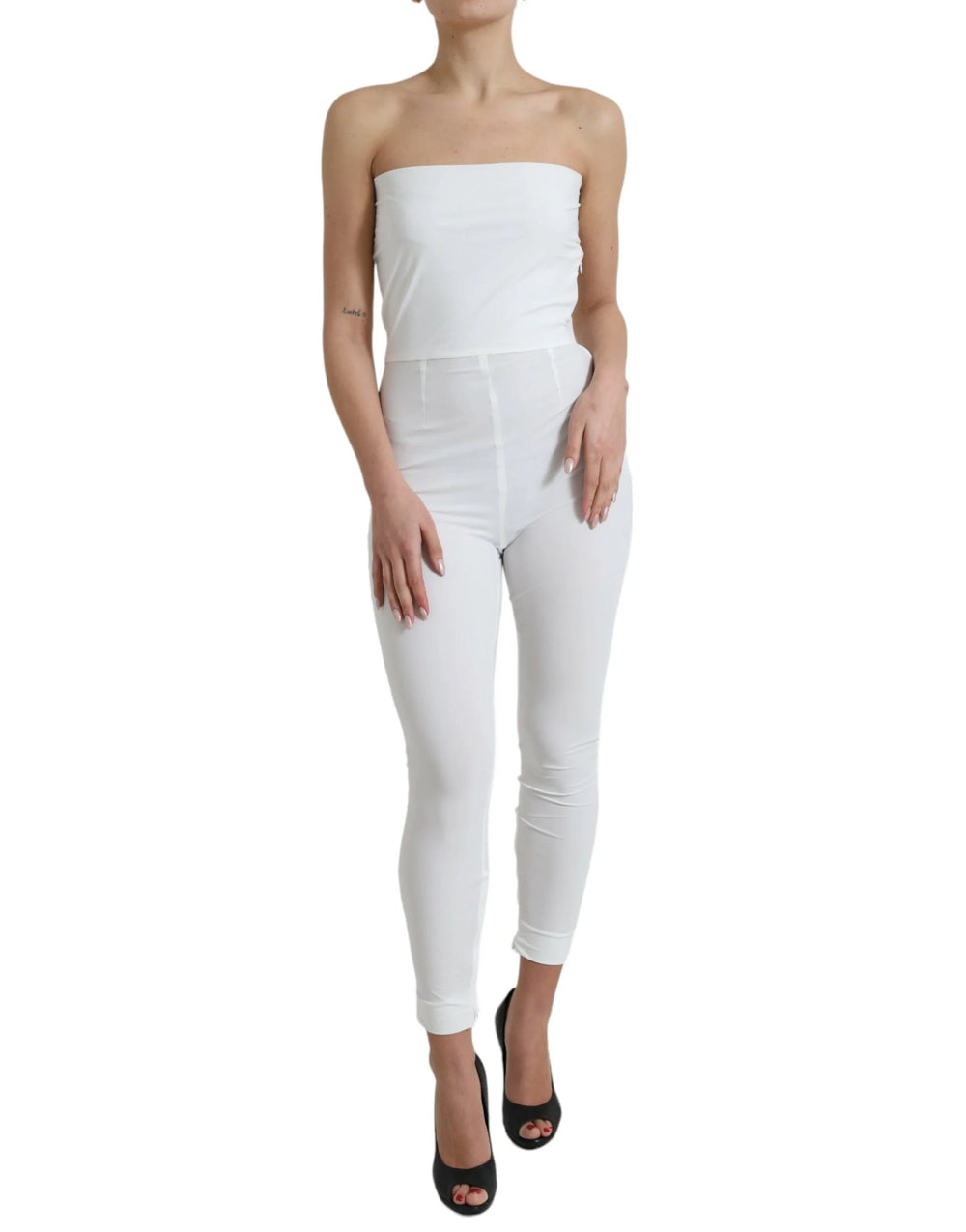 Dolce & Gabbana White Nylon Strapless Bodycon Jumpsuit Dress - IT40|S - Dresses