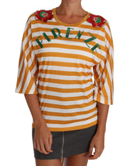 Dolce & Gabbana White Orange FIRENZE Top T-shirt - T-Shirts