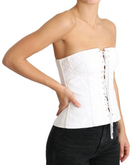 Dolce & Gabbana White PALERMO Bustier Cotton Top Corset - IT40|S - Blouses