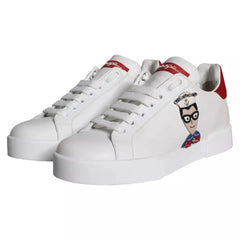 Dolce & Gabbana White Patch Calfskin Nappa Portofino Sneakers Shoes - EU35/US4.5 - Sneakers