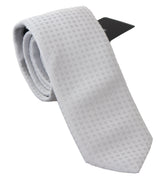 Dolce & Gabbana White Patterned Classic Mens Slim Necktie Tie - Neckties