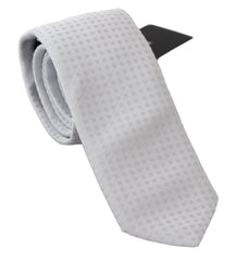 Dolce & Gabbana White Patterned Classic Mens Slim Necktie Tie - Neckties