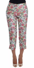 Dolce & Gabbana White Pink Floral Brocade Pants - IT40|S - Trousers
