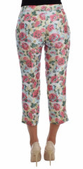 Dolce & Gabbana White Pink Floral Brocade Pants - IT40|S - Trousers