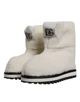 Dolce & Gabbana White Plush Logo Padded Mid Calf Boots Shoes - EU44/US11 - Boots