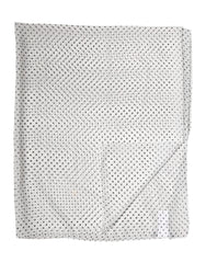 Dolce & Gabbana White Polka Dot Polyester Shawl Scarf