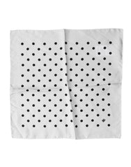 Dolce & Gabbana White Polka Dot Square Handkerchief Scarf