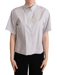 Dolce & Gabbana White Polka Dots Collared Blouse Shirt - Polos