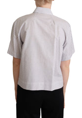 Dolce & Gabbana White Polka Dots Collared Blouse Shirt - Polos