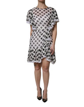 Dolce & Gabbana White Polka Dotted Silk Blend A-line Dress - Dresses