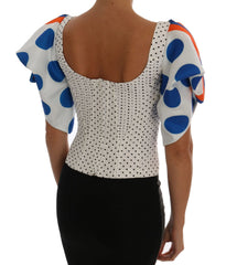 Dolce & Gabbana White Polka Silk Corset Bustier Top - IT38|XS - Blouses