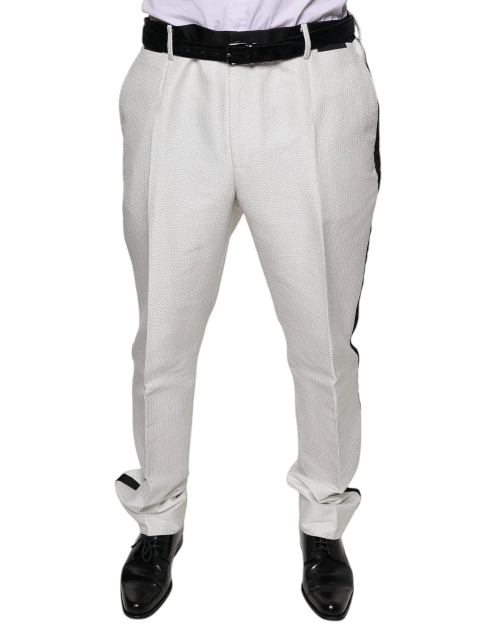 Dolce & Gabbana White Polyester Formal Dress Pants - IT54 | XL - Trousers