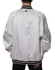 Dolce & Gabbana White Polyester Logo Full Zip Bomber Jacket - Bomber Jackets