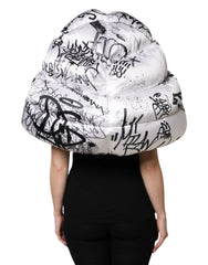 Dolce & Gabbana White Polyester Printed Hood Quilted Hat - Winter Hats